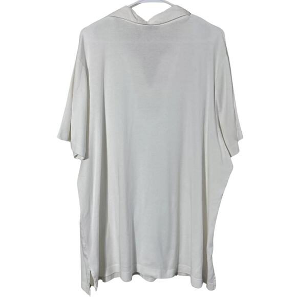 Bechamel Floral Embroidered Polo T-shirt White Top Short Sleeve Women’s Size 3X - Picture 4 of 11